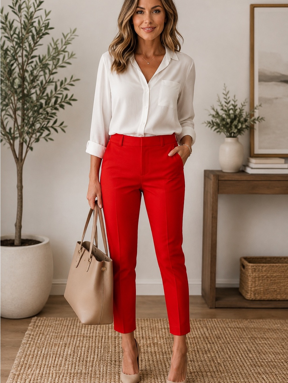 Banana Republic Sloan Red Ankle Pants Size 4